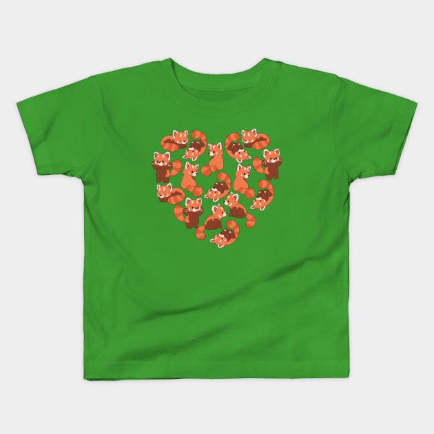 red panda heart Kids T-Shirt by HollieBallardArtist